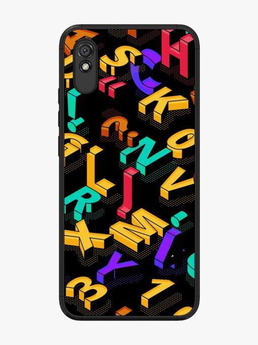 Seamless Pattern With Letters Glossy Metal Phone Cover for Xiaomi Redmi 9A Zapvi