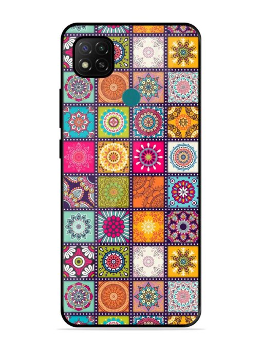 Seamless Pattern Vintage Glossy Metal Phone Cover for Xiaomi Redmi 9 Activ Zapvi