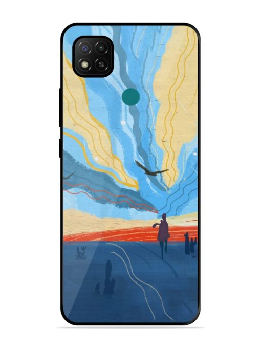 Minimal Abstract Landscape Glossy Metal Phone Cover for Xiaomi Redmi 9 Activ Zapvi