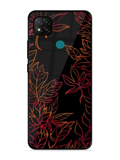 Red Floral Pattern Glossy Metal Phone Cover for Xiaomi Redmi 9 Activ Zapvi