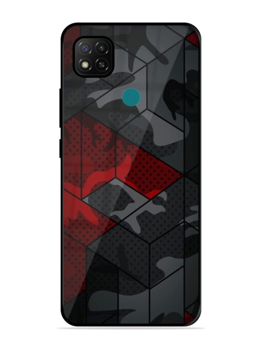 Red And Grey Pattern Glossy Metal Phone Cover for Xiaomi Redmi 9 Activ Zapvi