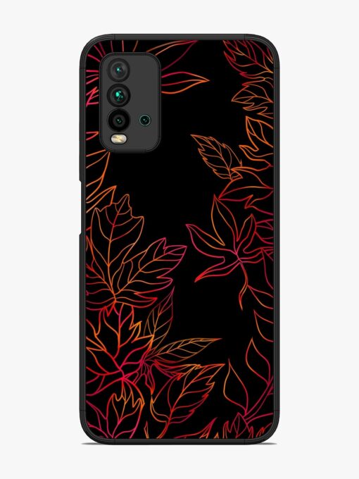 Red Floral Pattern Glossy Metal Phone Cover for Xiaomi Redmi 9 Power Zapvi