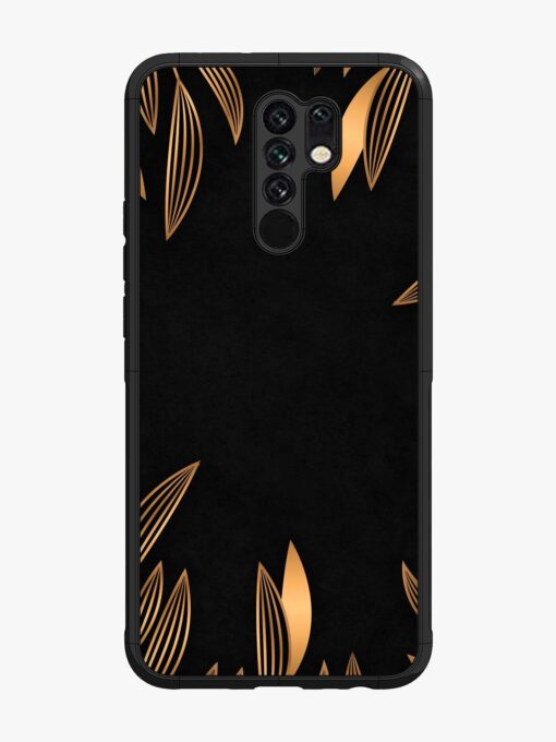 Golden Leaf Pattern Glossy Metal Phone Cover for Xiaomi Redmi 9 Prime