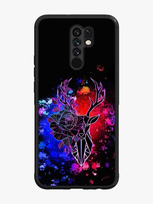 Floral Deer Art Glossy Metal Phone Cover for Xiaomi Redmi 9 Prime Zapvi