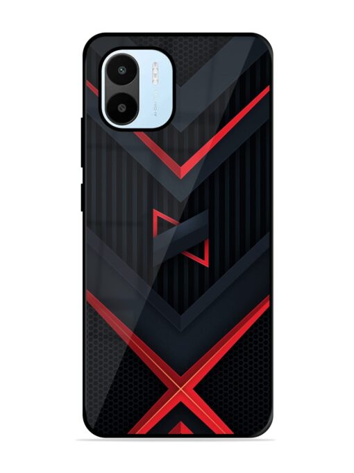 Red Gray Abstract Glossy Metal Phone Cover for Xiaomi Redmi A1 (2022)