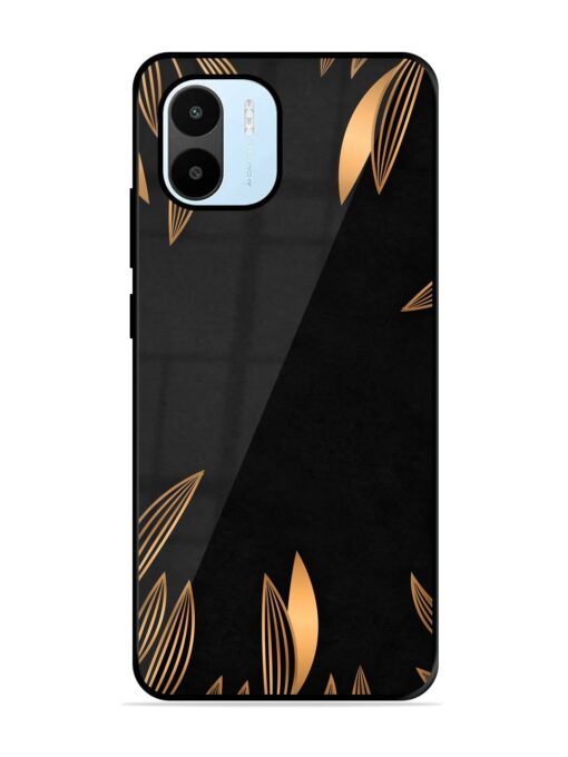 Golden Leaf Pattern Glossy Metal Phone Cover for Xiaomi Redmi A1 (2022)