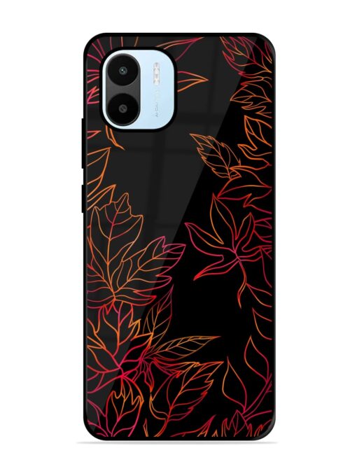 Red Floral Pattern Glossy Metal Phone Cover for Xiaomi Redmi A1 (2022)