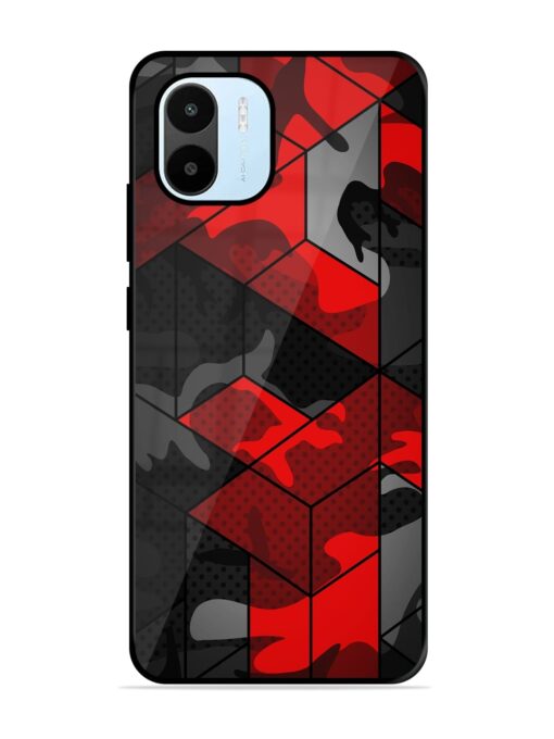 Royal Red Camouflage Pattern Glossy Metal Phone Cover for Xiaomi Redmi A1 (2022)