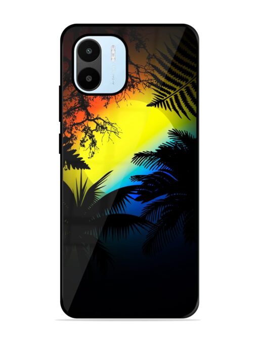 Colorful Sunset With Palm Trees Glossy Metal Phone Cover for Xiaomi Redmi A1 (2022)