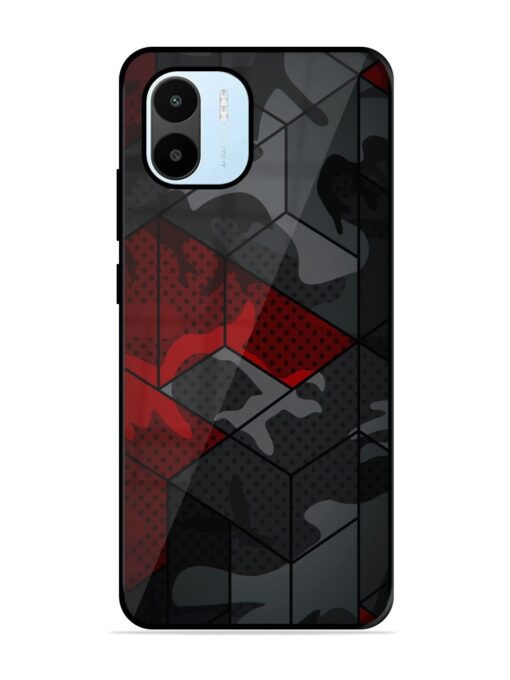 Red And Grey Pattern Glossy Metal Phone Cover for Xiaomi Redmi A1 (2022)