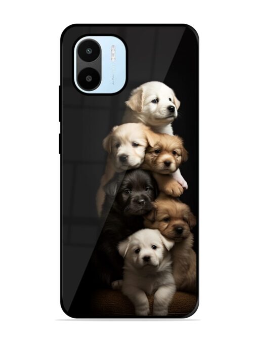 Cute Baby Dogs Glossy Metal Phone Cover for Xiaomi Redmi A1 (2022)