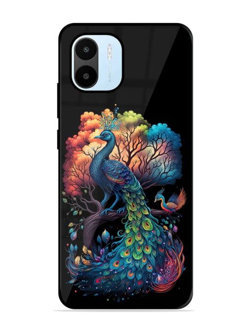 Peacock Tree Art Glossy Metal Phone Cover for Xiaomi Redmi A1 (2022)