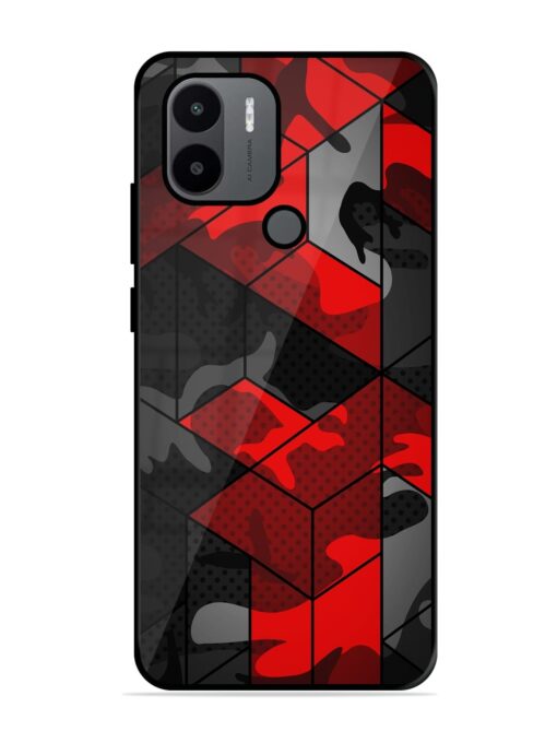 Royal Red Camouflage Pattern Glossy Metal Phone Cover for Xiaomi Redmi A1 Plus Zapvi