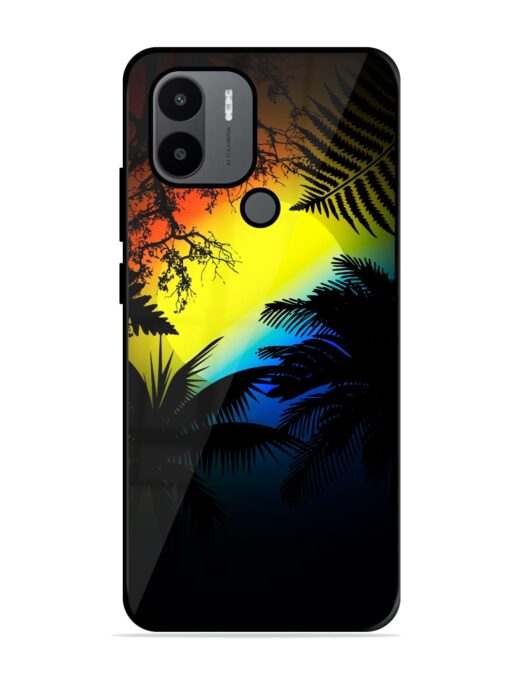 Colorful Sunset With Palm Trees Glossy Metal Phone Cover for Xiaomi Redmi A1 Plus