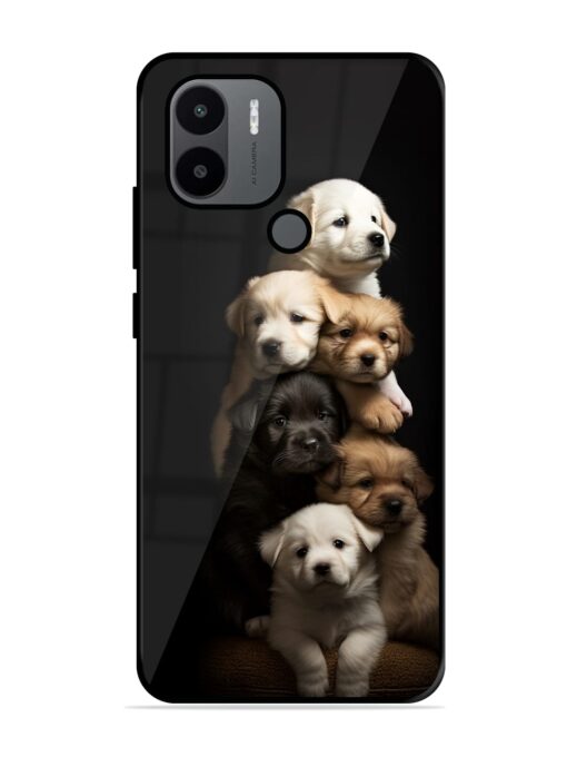 Cute Baby Dogs Glossy Metal Phone Cover for Xiaomi Redmi A1 Plus Zapvi