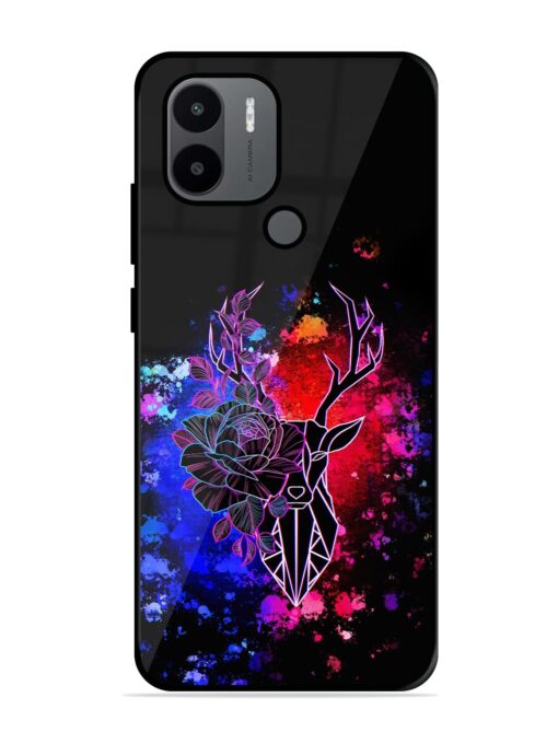 Floral Deer Art Glossy Metal Phone Cover for Xiaomi Redmi A1 Plus Zapvi