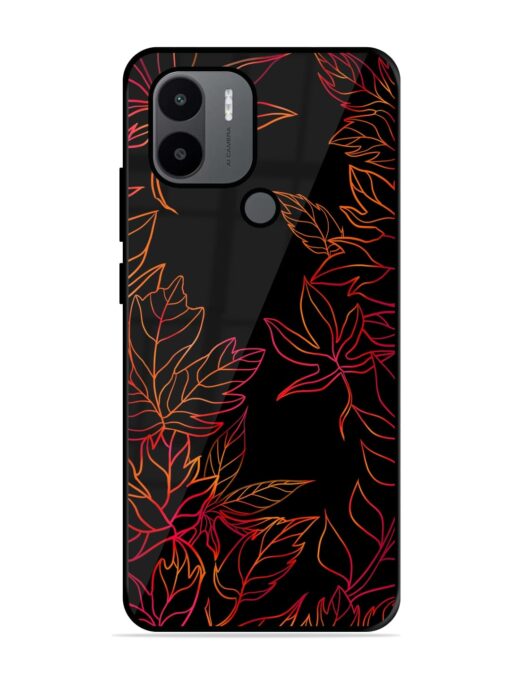 Red Floral Pattern Glossy Metal Phone Cover for Xiaomi Redmi A2 Plus