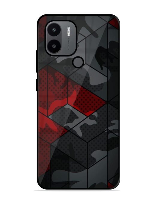 Red And Grey Pattern Glossy Metal Phone Cover for Xiaomi Redmi A2 Plus Zapvi