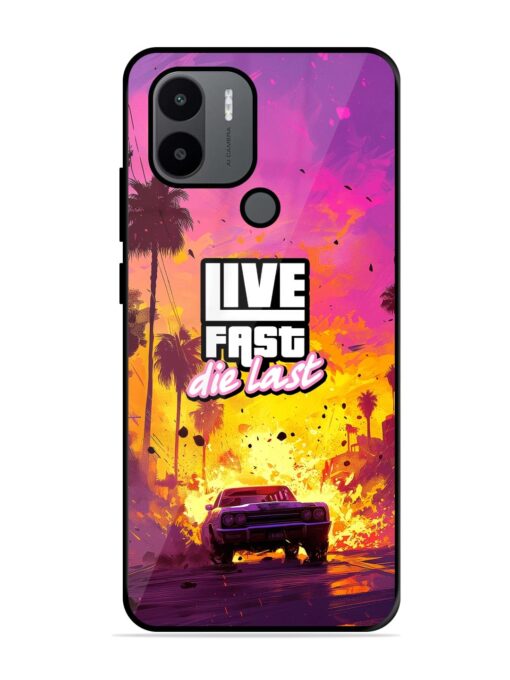 Live Fast Glossy Metal Phone Cover for Xiaomi Redmi A2 Plus Zapvi