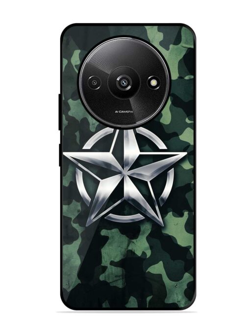 Indian Army Star Design Glossy Metal Phone Cover for Xiaomi Redmi A3 (2024)