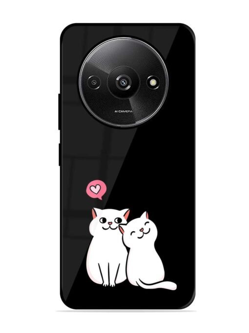 Cat Love Glossy Metal Phone Cover for Xiaomi Redmi A3 (2024) Zapvi