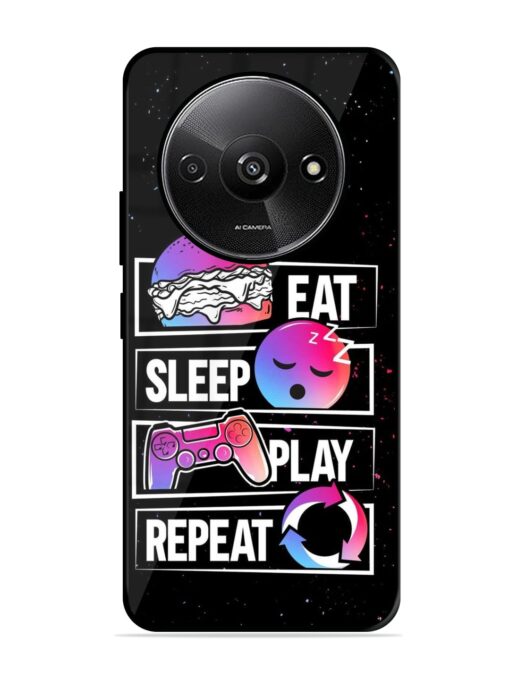 Eat Sleep Play Repeat Glossy Metal Phone Cover for Xiaomi Redmi A3 (2024)