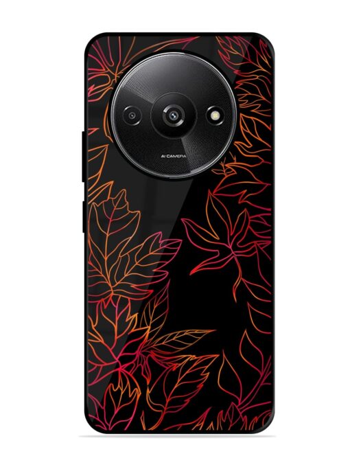 Red Floral Pattern Glossy Metal Phone Cover for Xiaomi Redmi A3 (2024) Zapvi