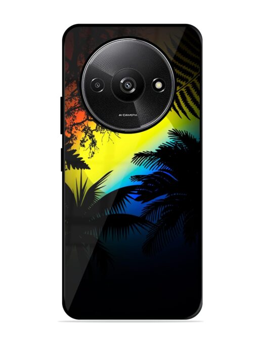 Colorful Sunset With Palm Trees Glossy Metal Phone Cover for Xiaomi Redmi A3 (2024)