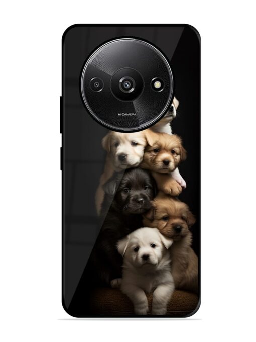 Cute Baby Dogs Glossy Metal Phone Cover for Xiaomi Redmi A3 (2024)