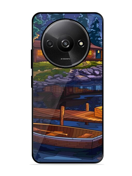 Village Night Scene Glossy Metal Phone Cover for Xiaomi Redmi A3 (2024)