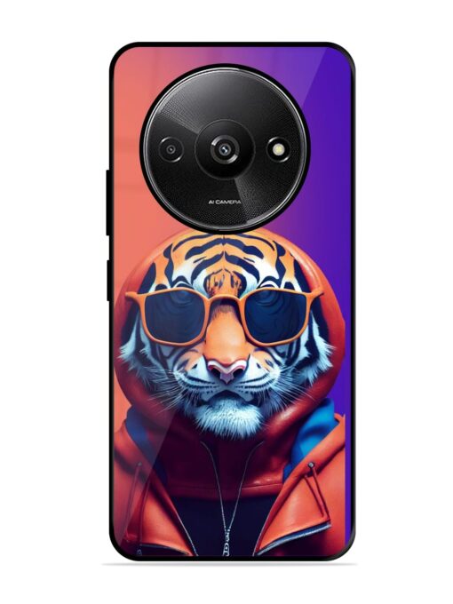 Tiger Animation Glossy Metal Phone Cover for Xiaomi Redmi A3 (2024)