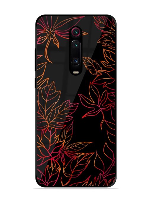 Red Floral Pattern Glossy Metal Phone Cover for Xiaomi Redmi K20 Pro