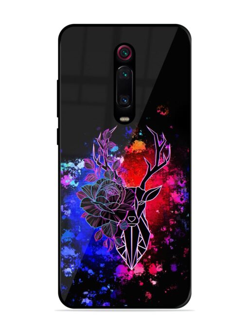 Floral Deer Art Glossy Metal Phone Cover for Xiaomi Redmi K20 Pro Zapvi