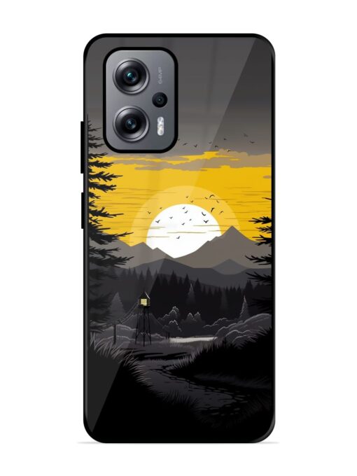 Sunset Vector Glossy Metal Phone Cover for Xiaomi Redmi K50I (5G)