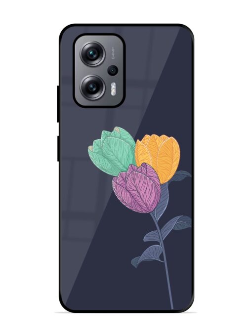 Flower Vector Glossy Metal Phone Cover for Xiaomi Redmi K50I (5G)