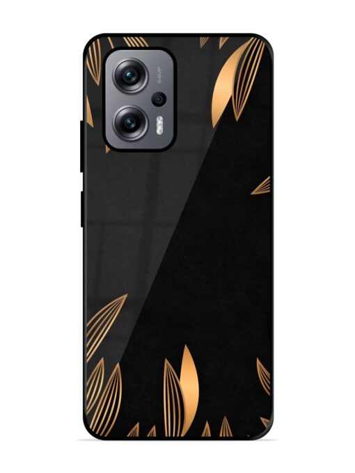 Golden Leaf Pattern Glossy Metal Phone Cover for Xiaomi Redmi K50I (5G)