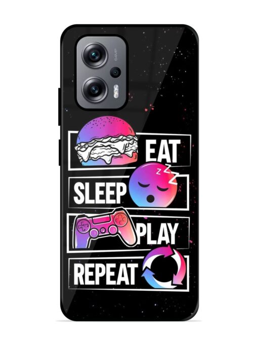 Eat Sleep Play Repeat Glossy Metal Phone Cover for Xiaomi Redmi K50I (5G) Zapvi