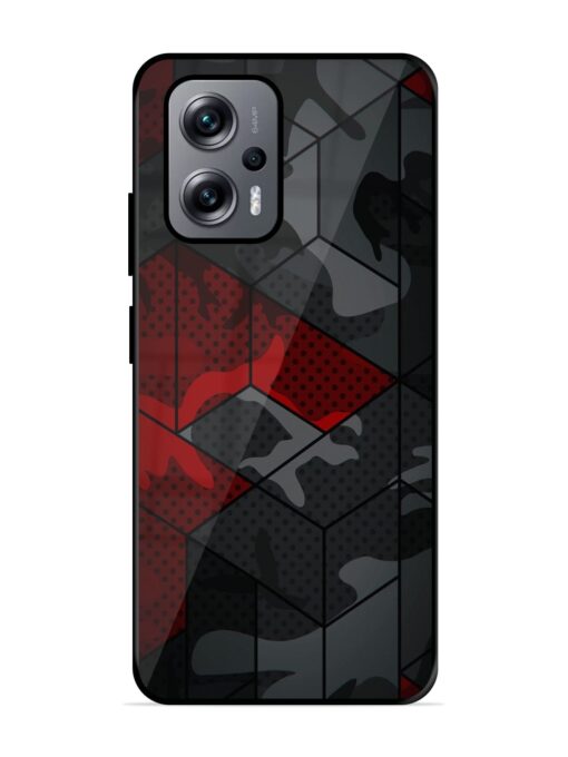 Red And Grey Pattern Glossy Metal Phone Cover for Xiaomi Redmi K50I (5G) Zapvi