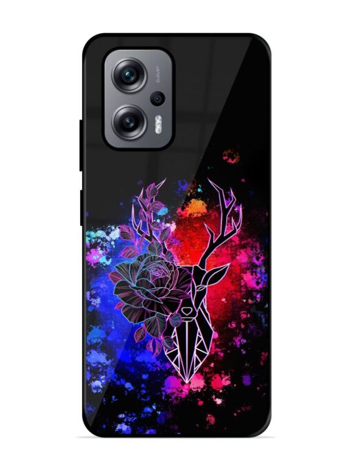 Floral Deer Art Glossy Metal Phone Cover for Xiaomi Redmi K50I (5G) Zapvi