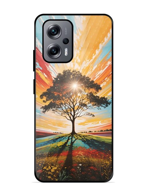 Abstract Tree Colorful Art Glossy Metal Phone Cover for Xiaomi Redmi K50I (5G)