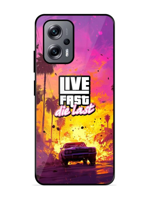 Live Fast Glossy Metal Phone Cover for Xiaomi Redmi K50I (5G)