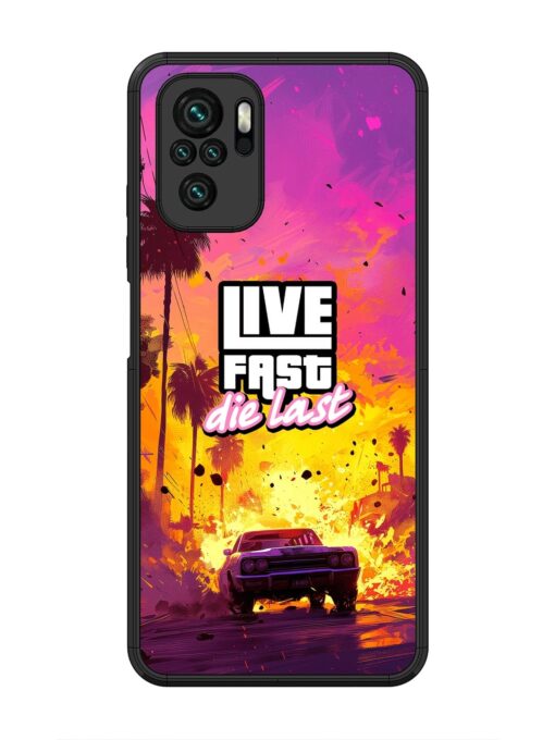 Live Fast Glossy Metal Phone Cover for Xiaomi Redmi Note 10