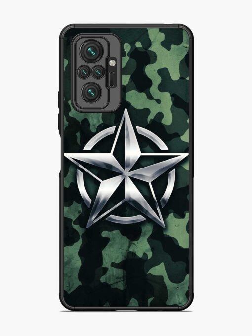 Indian Army Star Design Glossy Metal Phone Cover for Xiaomi Redmi Note 10 Pro Max