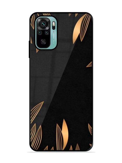 Golden Leaf Pattern Glossy Metal Phone Cover for Xiaomi Redmi Note 10S Zapvi