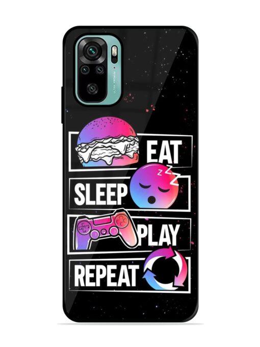 Eat Sleep Play Repeat Glossy Metal Phone Cover for Xiaomi Redmi Note 10S