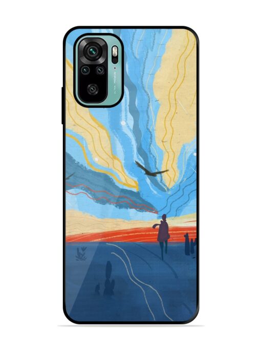 Minimal Abstract Landscape Glossy Metal Phone Cover for Xiaomi Redmi Note 10S Zapvi