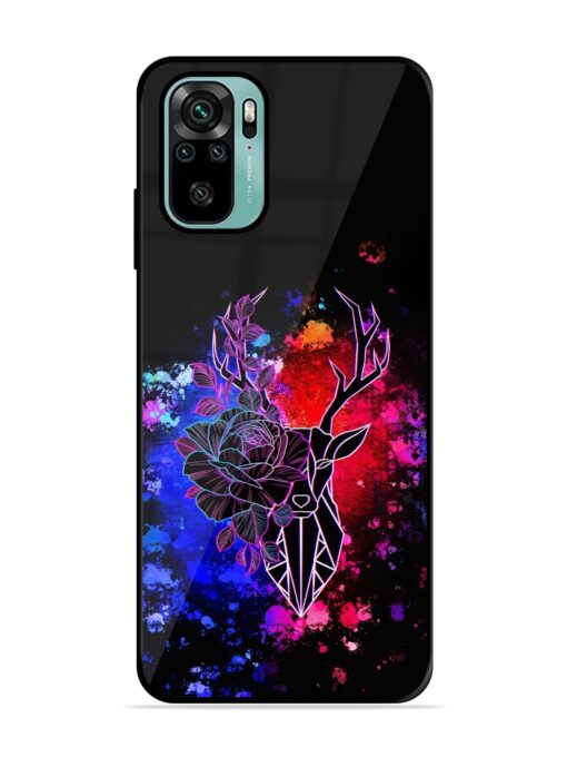 Floral Deer Art Glossy Metal Phone Cover for Xiaomi Redmi Note 10S Zapvi