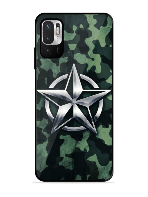 Indian Army Star Design Glossy Metal Phone Cover for Xiaomi Redmi Note 10T (5G) Zapvi