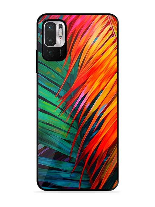 Painted Tropical Leaves Glossy Metal Phone Cover for Xiaomi Redmi Note 10T (5G) Zapvi