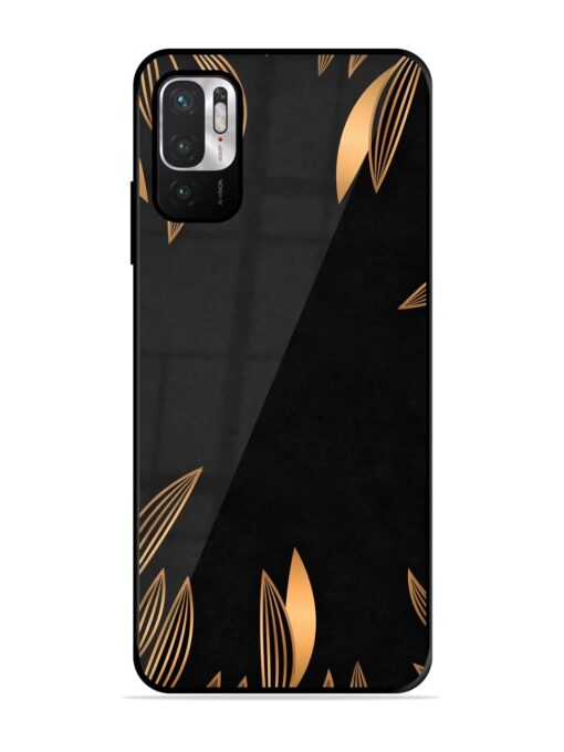 Golden Leaf Pattern Glossy Metal Phone Cover for Xiaomi Redmi Note 10T (5G) Zapvi